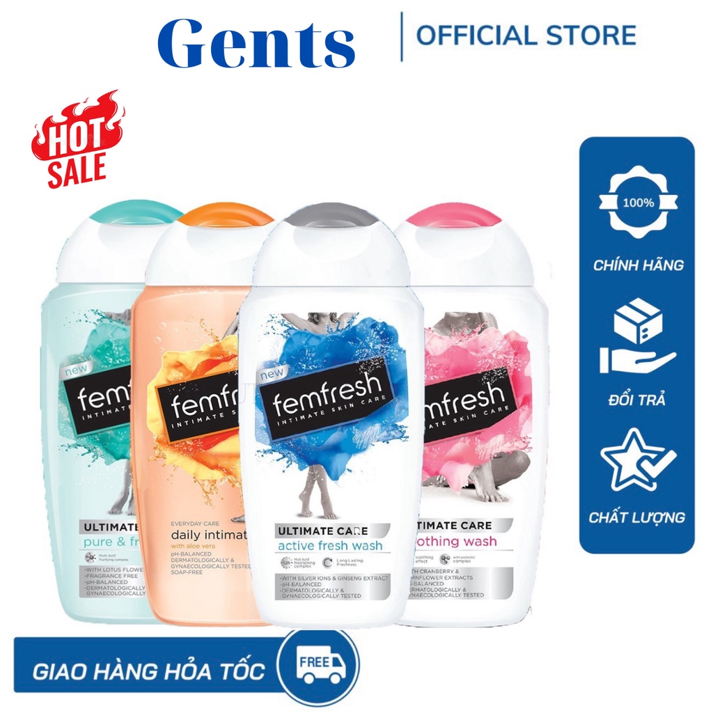 Dung dịch vệ sinh phụ nữ Femfresh nhiều màu UK và ÚC  250ml Chuẩn 100% GentsOfficialStore