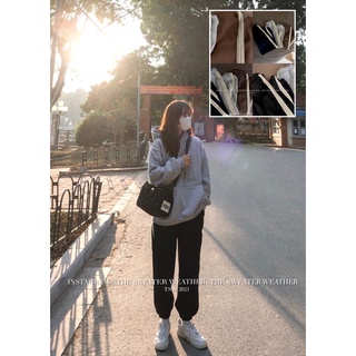 (Ảnh thật) Quần jogger nỉ tăm sọc bên dây rút bản to the.sweaterweather TSW