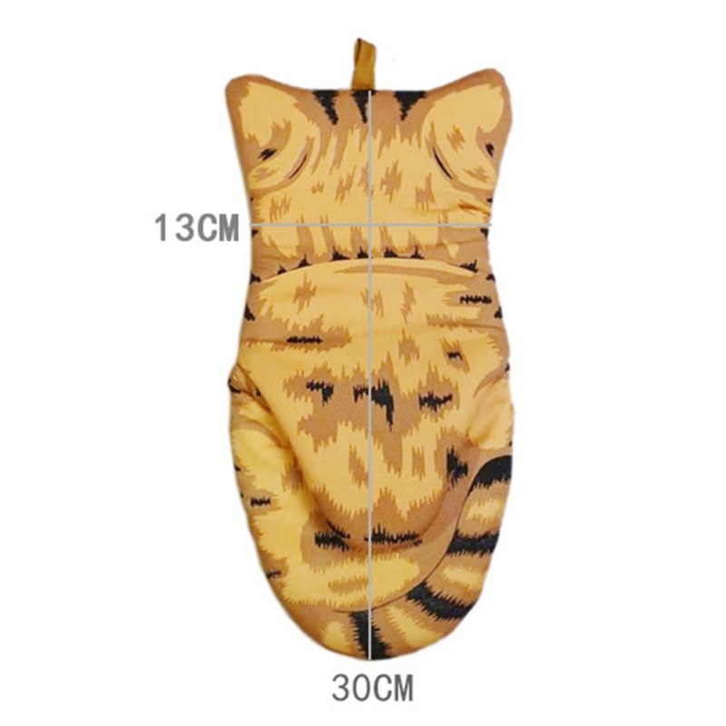 1 cặp Phim hoạt hình 3D Chân mèo Lò nướng Găng tay dài Bông cách nhiệt Lò vi sóng Chống trượt Găng tay chống trượt Động vật
