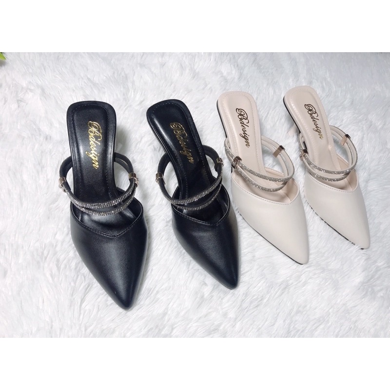 Sục Nữ💖FREESHIP💖sục cao gót Sục Nữ Cao Gót  cao7cm da mềm Hàng Chuẩn Size Đế Vững Màu Đen Cực Sang