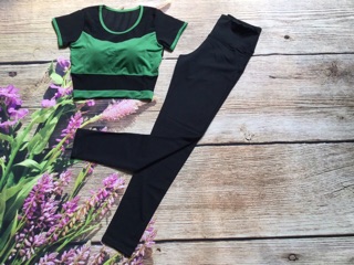 Bộ croptop phối lưới tay