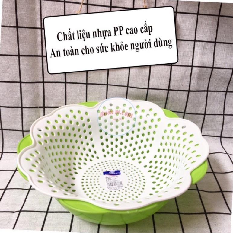 [Kho sỉ]  Rổ nhựa hoa mai 2 trong 1 màu sắc tươi tắn, rổ hoa mai 2in1-3395