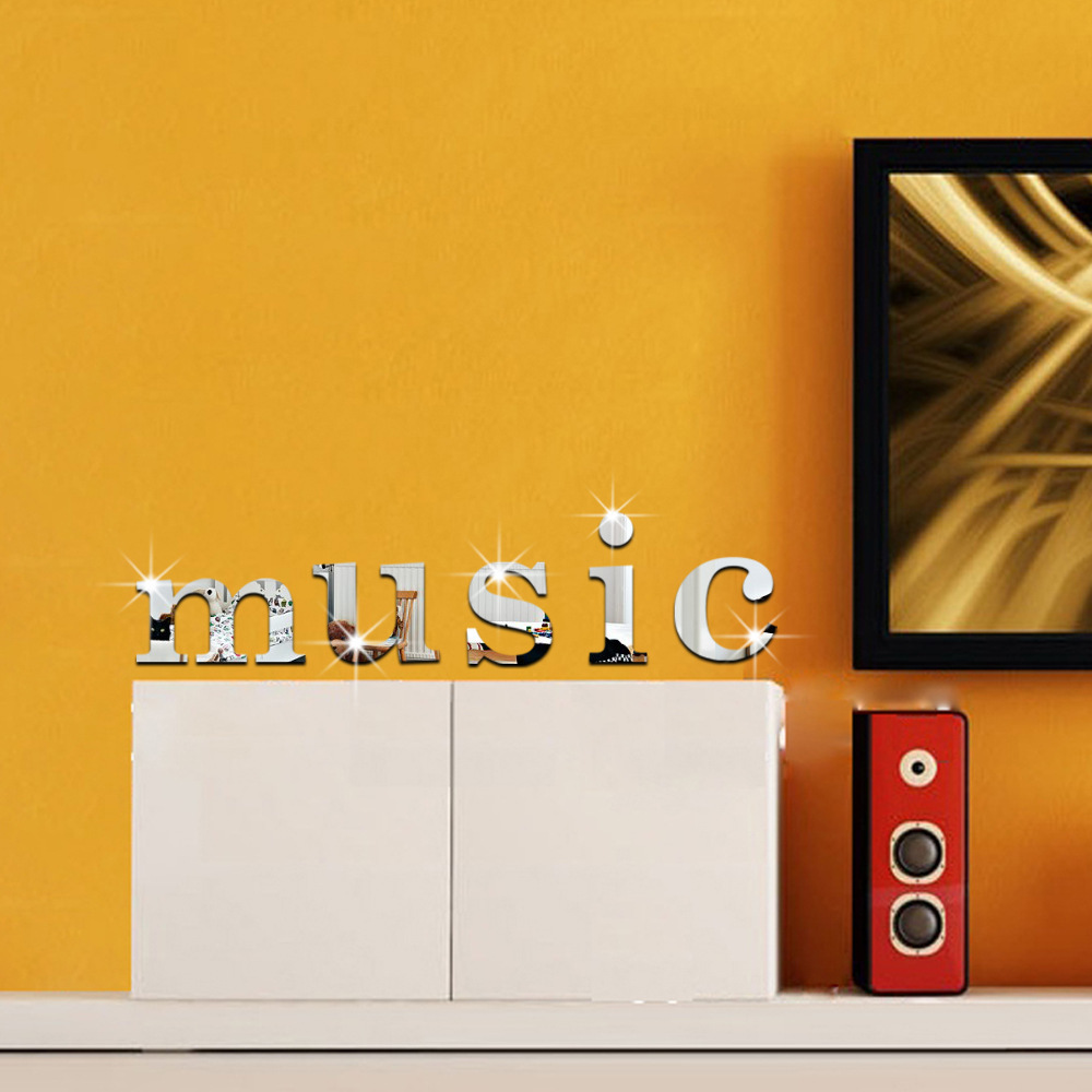 Decal tráng gương dán tường hình chữ cái 3D nghệ thuật trang trí phòng