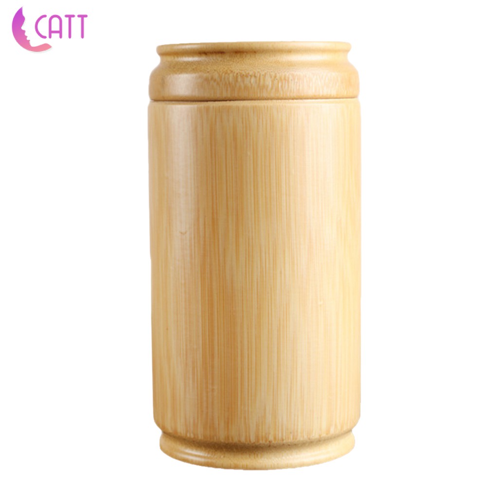 Hộp Đựng Trà Hình Tròn Bằng Gỗ Tre Tự Nhiên Có Nắp Đậy Nhỏ Gọn 1 Cái