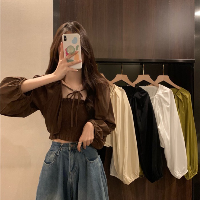 SET THU ÁO 2S + KHOÁC CARDIGAN CROPTOP HOT ITEMS HOT GIRL - KÈM ẢNH THẬT CUỐI