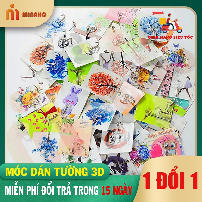 Móc Dán Tường Siêu Dính In Hình 3D Độc Đáo - Móc Dán Tường Chịu Lực MINAHO