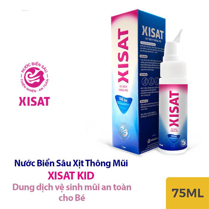 Xịt mũi XISAT 75ml trẻ em - nước biển sâu ngừa viêm mũi, viêm xoang [nhathuocbaochauq6]