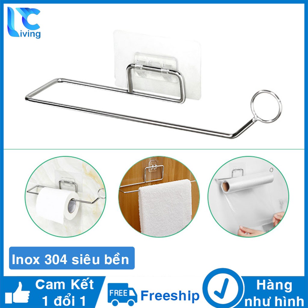 Móc treo giấy INOX , giá kệ treo khăn dán tường nhà tắm phòng tắm Living C _G57