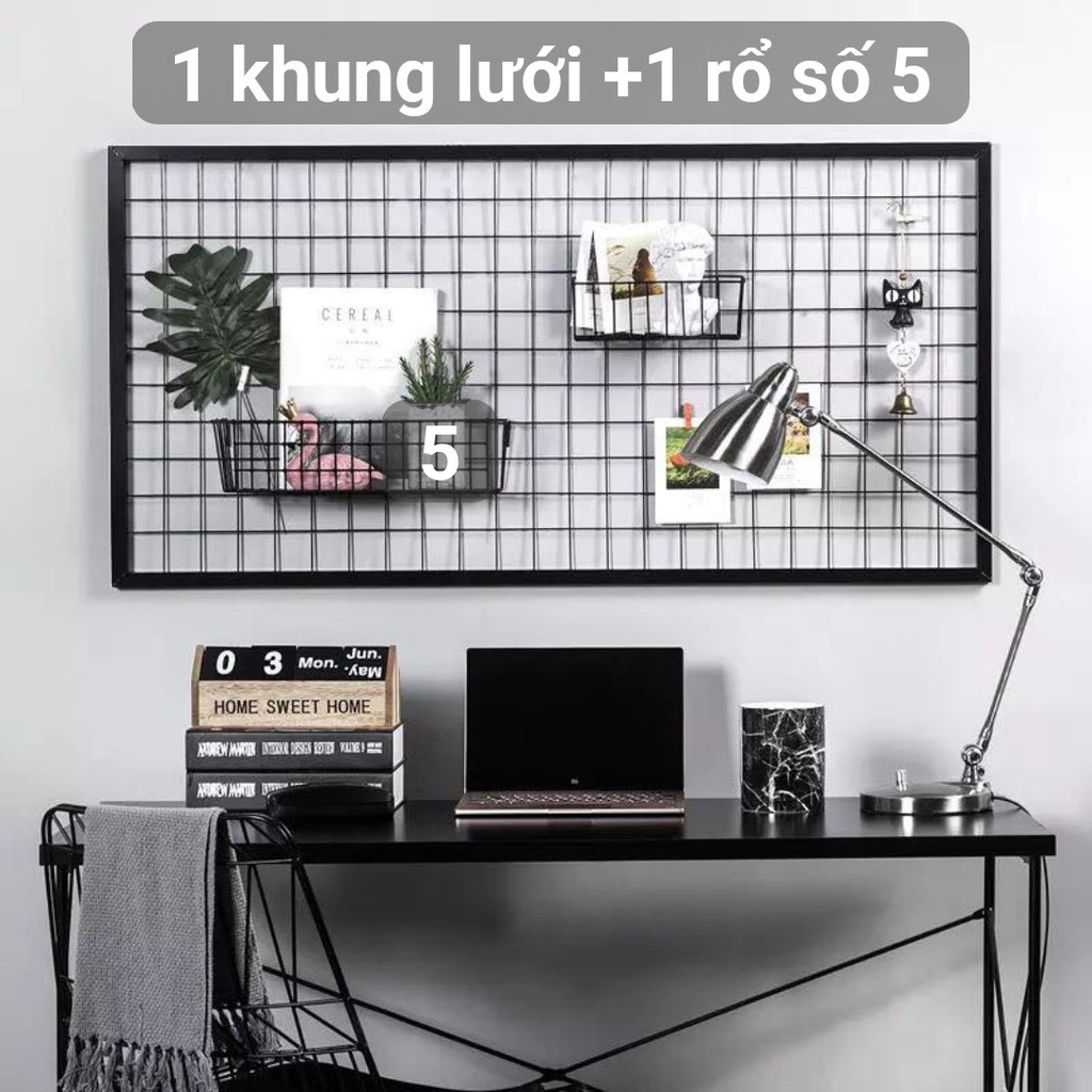 Khung lưới trang trí viền vuông 50x100cm kèm rổ