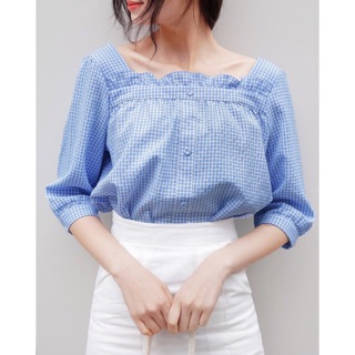 ÁO KIỂU CARO NHÚN 👄FREESHIP👄 Giảm ngay 50k khi nhập [THOITRANGNU] Thời Trang Nữ Công Sở Thiết Kế Cao Cấp