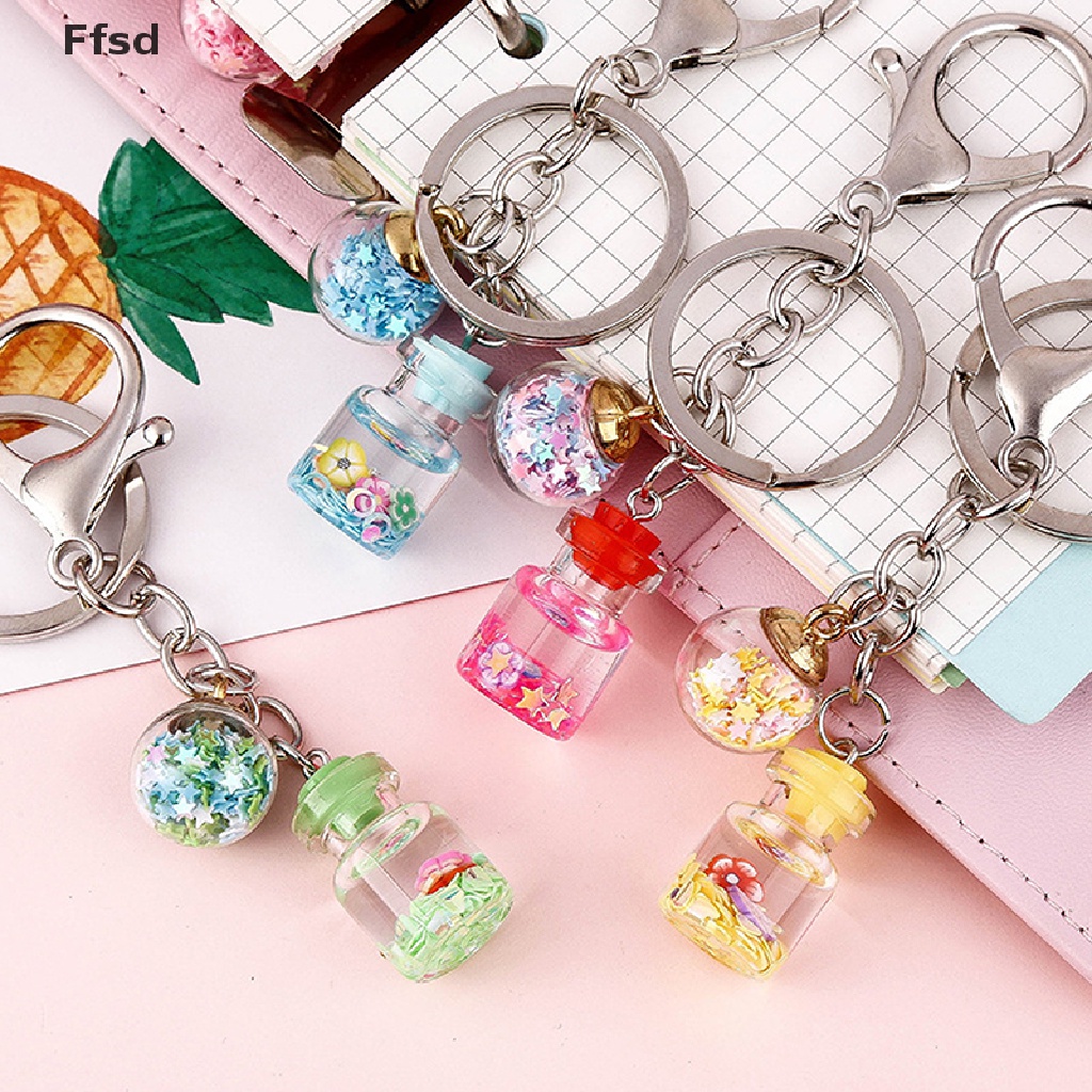 Móc khóa hình lọ hoa phối cát lún sáng tạo hợp thời trang mới