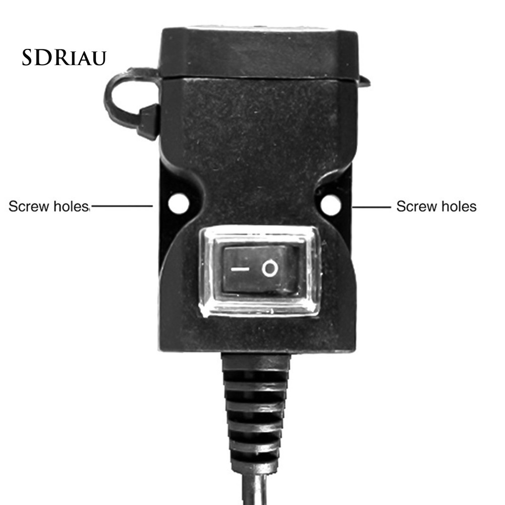 Tẩu sạc xe ô tô cổng USB kép 12-24V/9-90V gắn tay lái xe máy