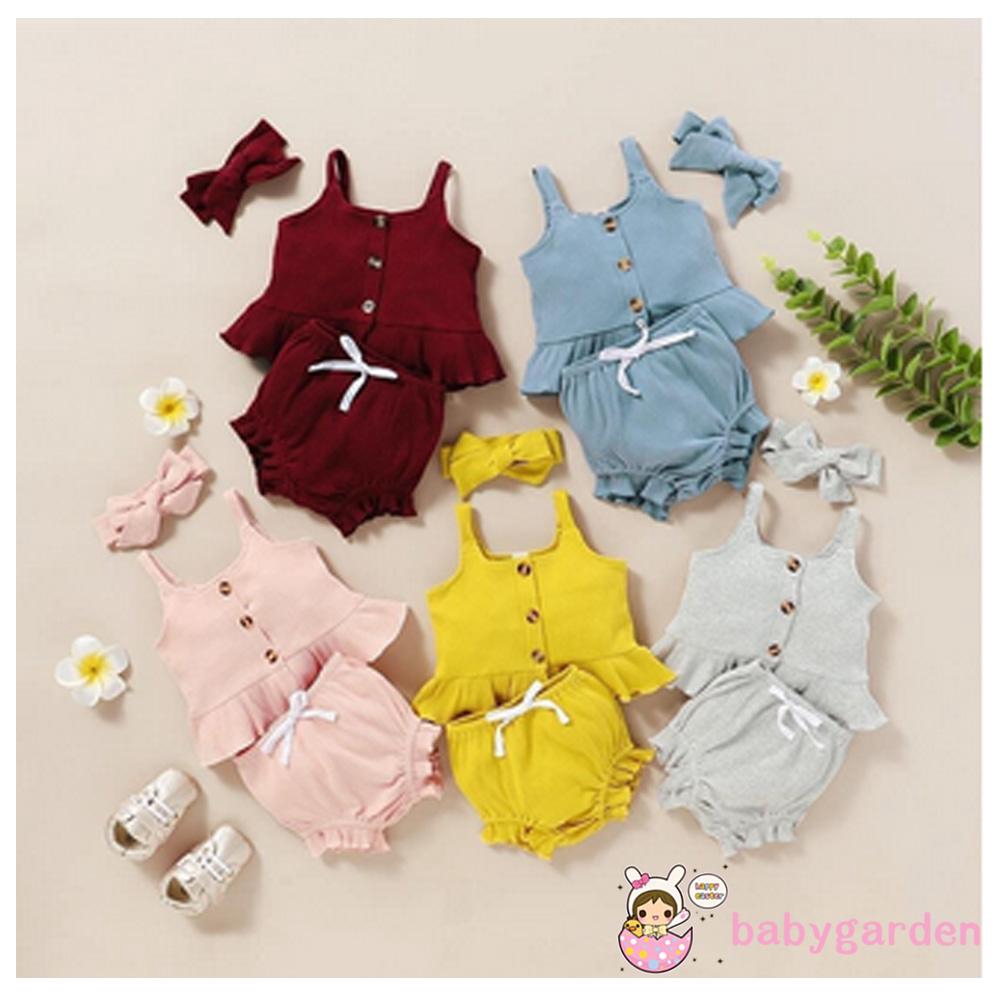 Set Áo Hai Dây + Quần Short + Băng Đô Cho Bé Gái
