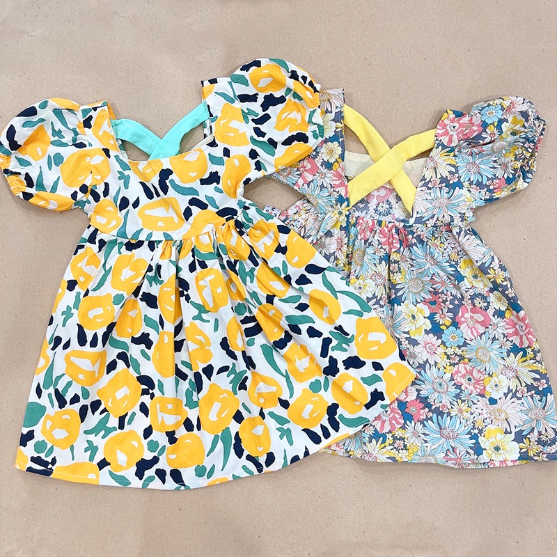 Váy cho bé gái, Đầm bé gái chất thô mềm cho bé 8-22kg dáng xòe đan lưng và có khóa kéo đáng yêu Baby-S – SD089
