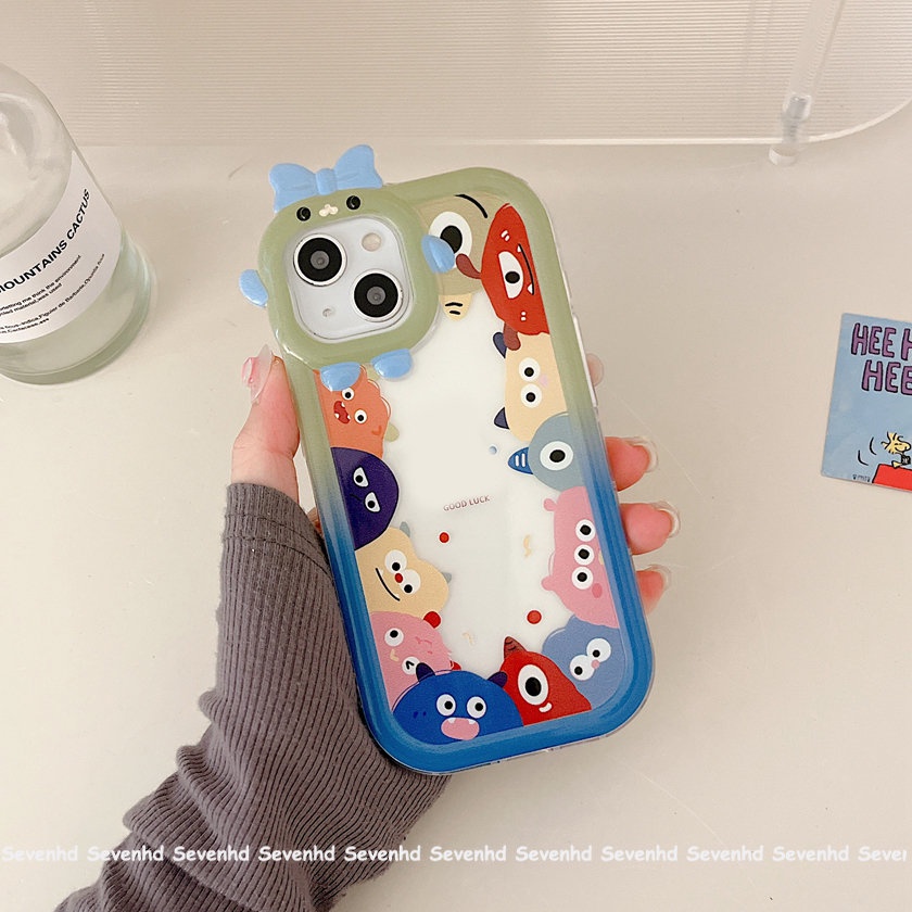 Ốp Điện Thoại Mềm Họa Tiết Quái Vật Nhỏ Bảo Vệ Ống Kính Cho iPhone 14 13 12 11 Pro Max Xs Max Xr X 7 8 6 6s Plus