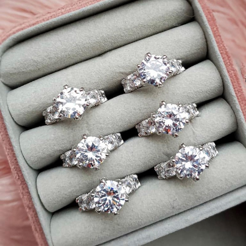 Nhẫn hợp kim đính đá zircon thời trang Âu Mỹ cho nữ