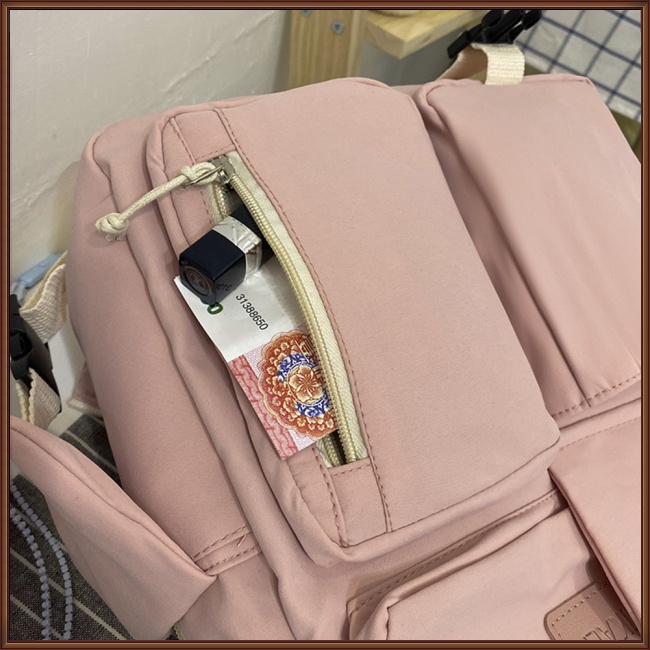 Ba Lô Đi Học / Du Lịch Vải Canvas Siêu Nhẹ Kích Cỡ Lớn Đơn Giản Xinh Xắn