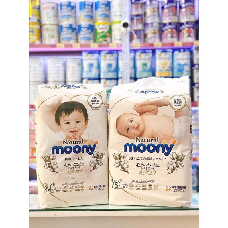 Tã Bỉm MOONY NATURAL Nội Địa Nhật dán/quần /S58/M48/L36/XL32