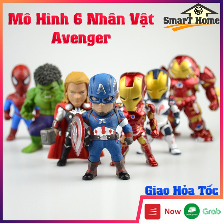 ( 6 Nhân Vật ) Mô hình avengers để bàn 6 nhân vật siêu thực , siêu đẹp , Bộ mô hình mini 6 nhân vật mavel