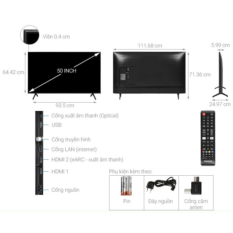 Smart Tivi Samsung 4K 50 inch UA50TU7000.MODEL2020( Hàng tồn kho NEW Bảo hành chính hãng 2 năm)