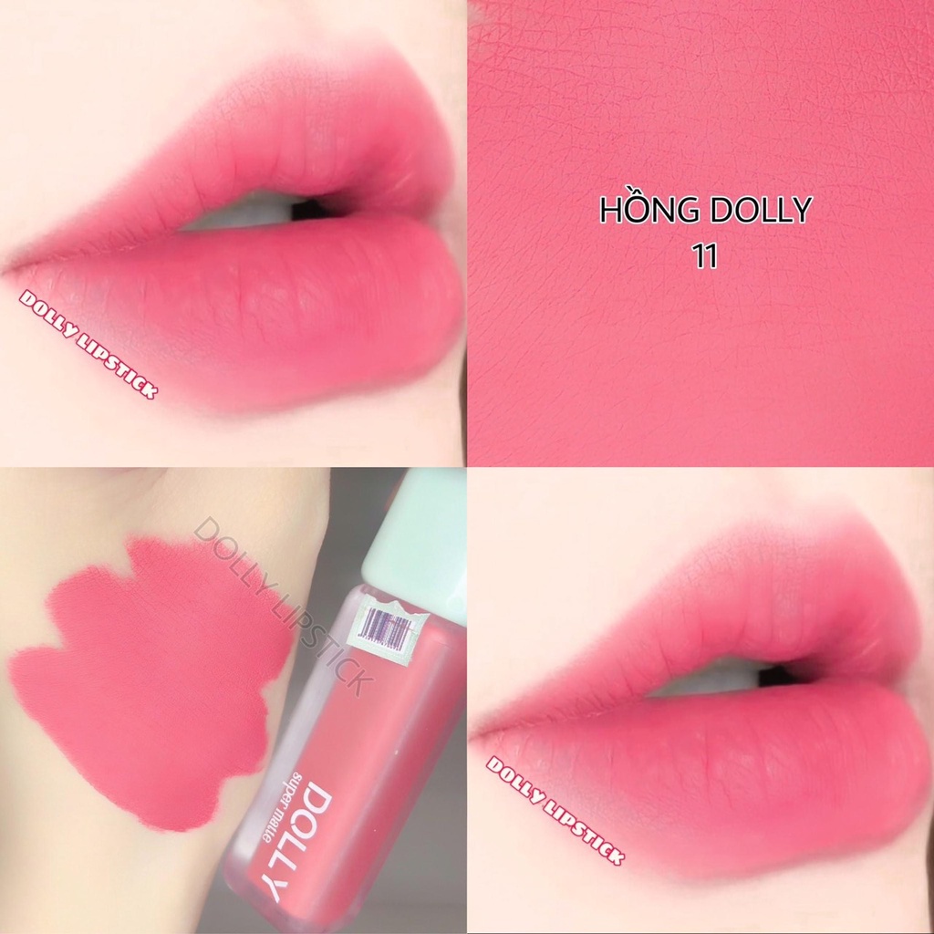 Son kem lì  Dolly super matte, son kem lì không chì bền màu lâu trôi MUA 2 THỎI TẶNG 1 DƯỠNG MÔI