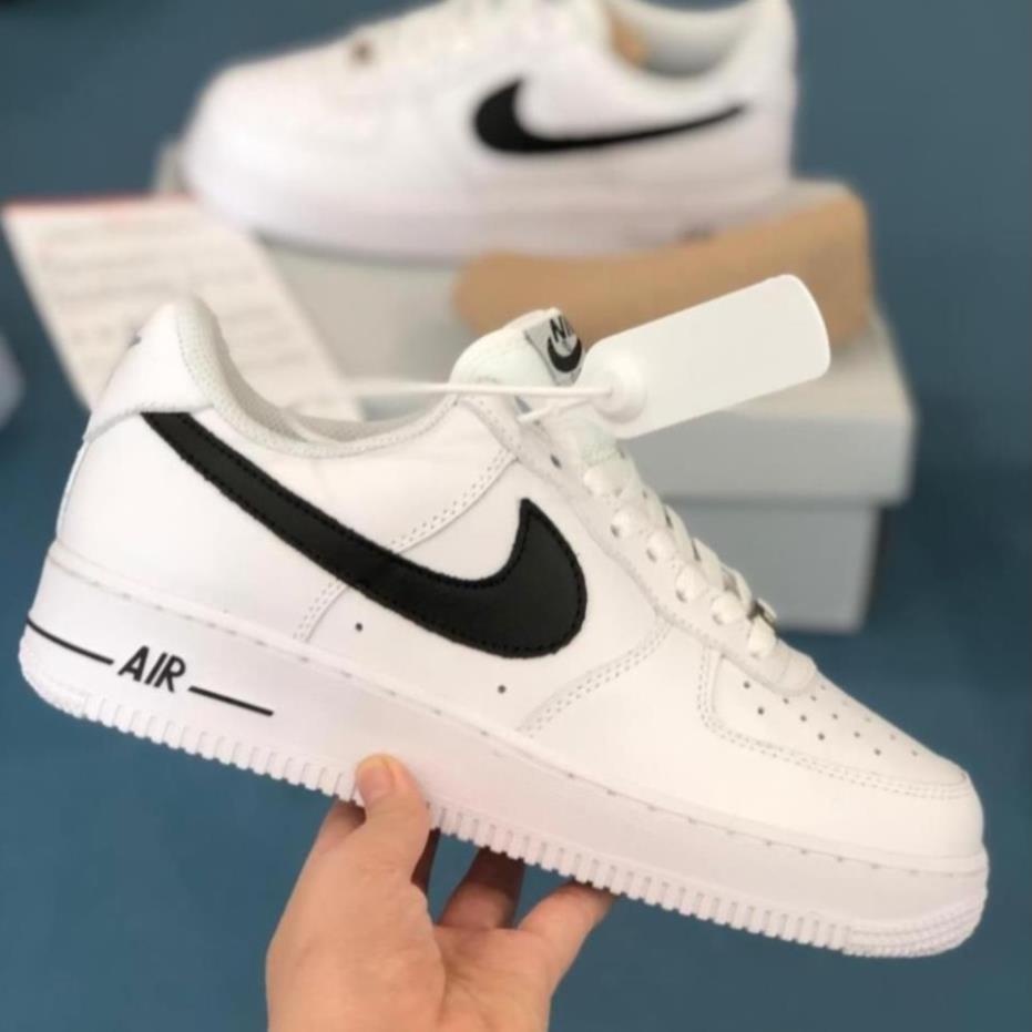 Giày AF1 trắng vệt đen, giày AIR trắng tích đen thấp mới full phụ kiện hàng cao cấp, full size 36-43