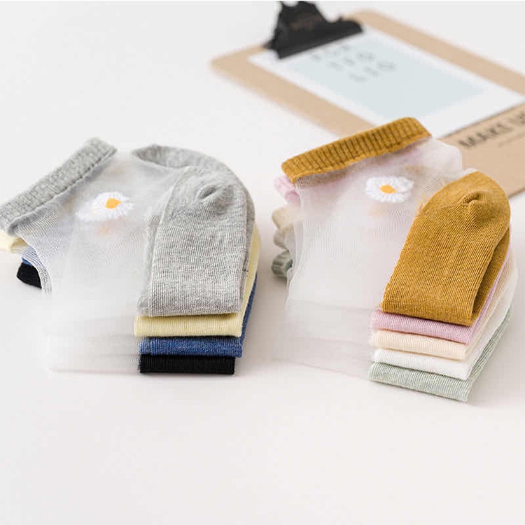 Vớ Mỏng Miệng Nông Thoáng Khí Khử Mùi In Họa Tiết Hoa Cúc Thời Trang Mùa Hè Cho Nữ