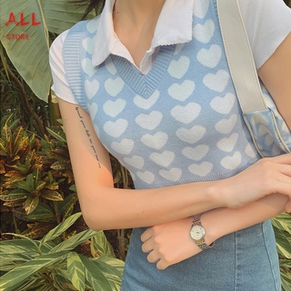 Women's Waistcoat Knitted Sleeveless V-neck Retro Korean V-neck Tops For Women