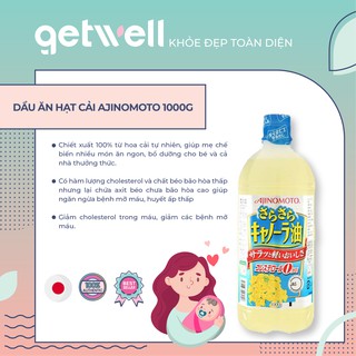 DẦU ĂN HẠT CẢI AJINOMOTO NGUYÊN CHẤT 1KG NHẬT BẢN