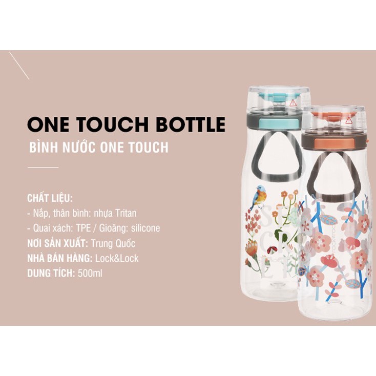 Bình Đựng Nước Nhựa Chịu Nhiệt Lock&amp;Lock One Touch ABF687 (500ml) - Hàng chính hãng