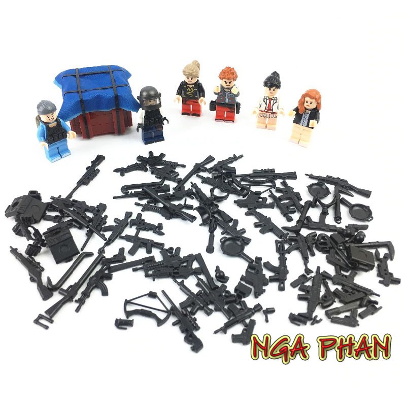 Bộ 6 Nhân Vật Game PUBG Chiến Binh Siêu Cấp Kèm Hòm Thính Lego Quan Guan Đồ Chơi Lắp Ráp Xếp Hình