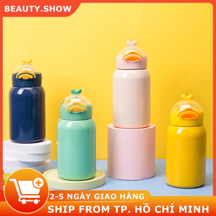 400ml Bình giữ nhiệt Good Duck bình đựng nước inox 316 có ống hút tiện lợi