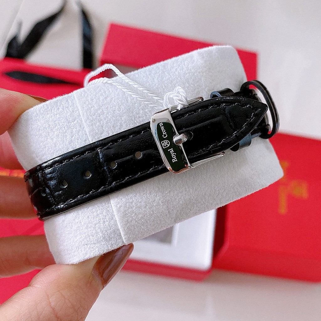Đồng Hồ Royal Crown Nữ 3628 Dây Da Đen 32mm