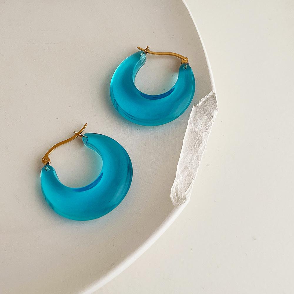 Bông Tai Dạng Vòng Nhiều Màu Sắc Bằng Nhựa Phong Cách Hàn Quốc Thời Trang Cho Nữ