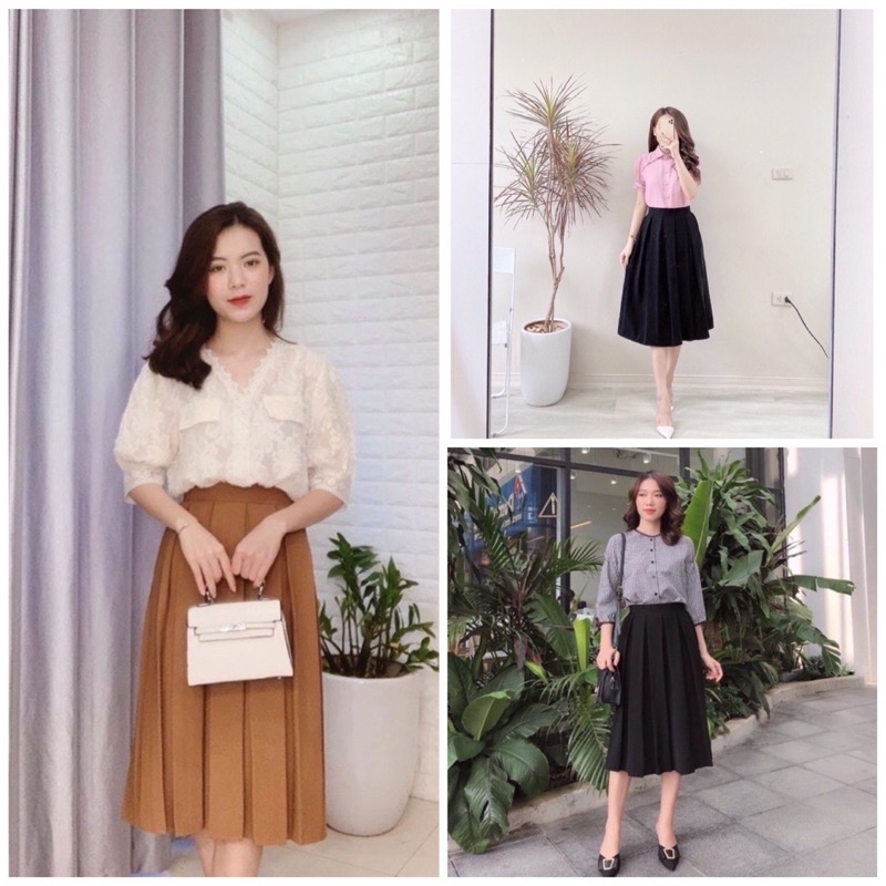 CHÂN VÁY XẾP LY DÀI QUA Gối (giá huỷ diệt )