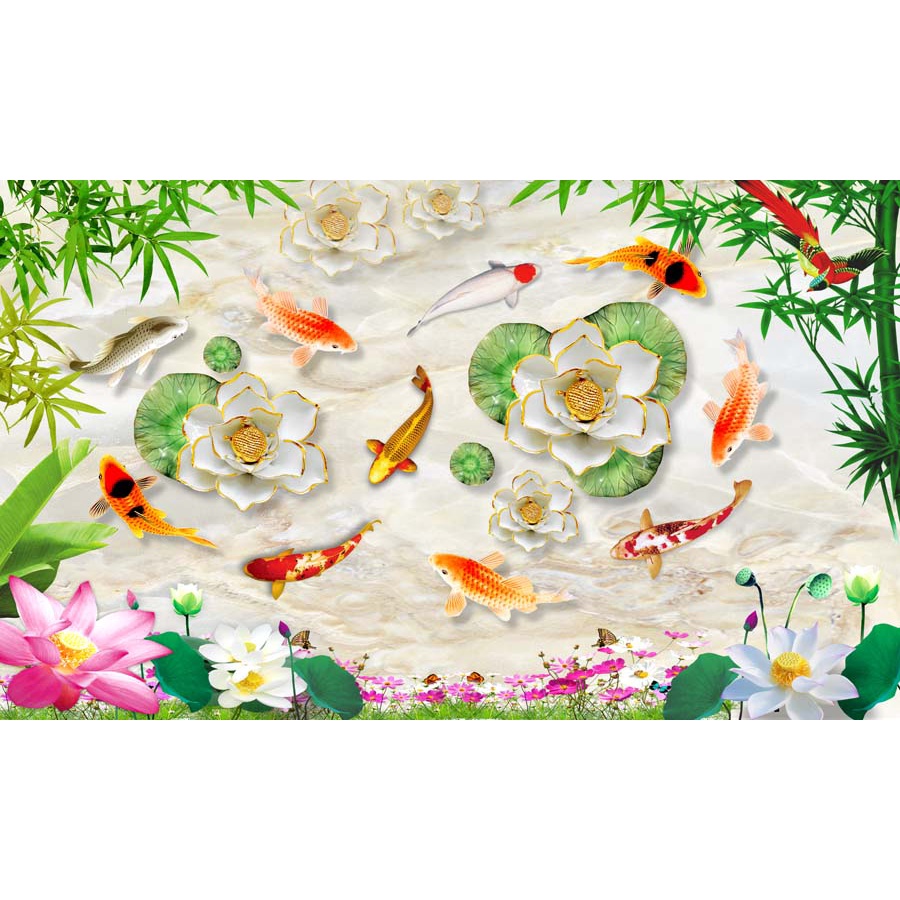 Tranh Cá Chép hóa rồng phong thủy 3D được ưa chuộng nhất