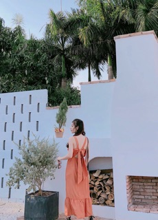 Đầm maxi bèo nơ lưng sale 150k