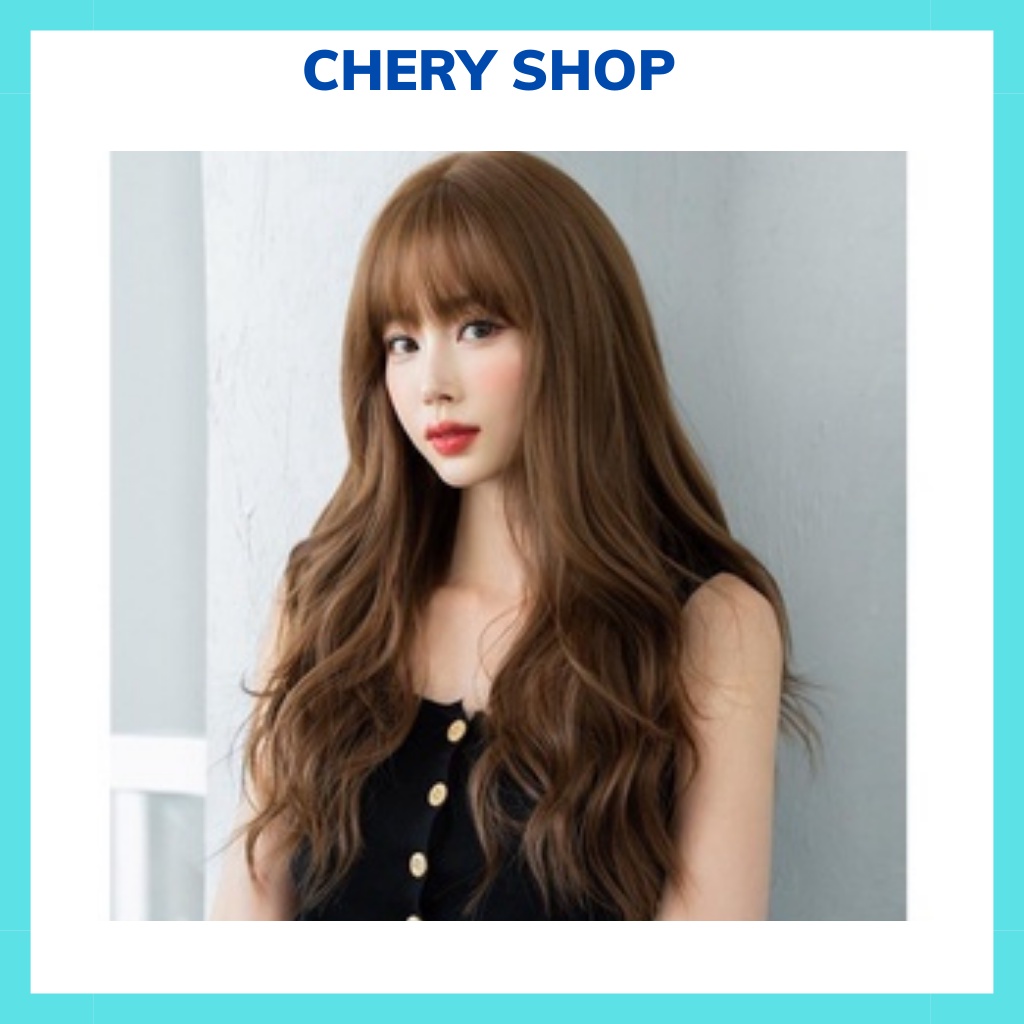 Tóc giả nữ đẹp nguyên đầu xù sóng mẫu mới tặng kèm lưới trùm mã 8269