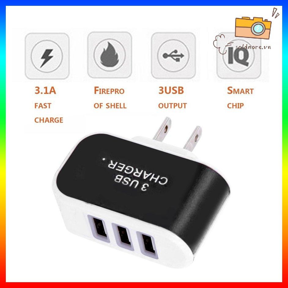 POWER Đầu Sạc Ra 3 Cổng Usb Tiện Dụng Khi Đi Du Lịch