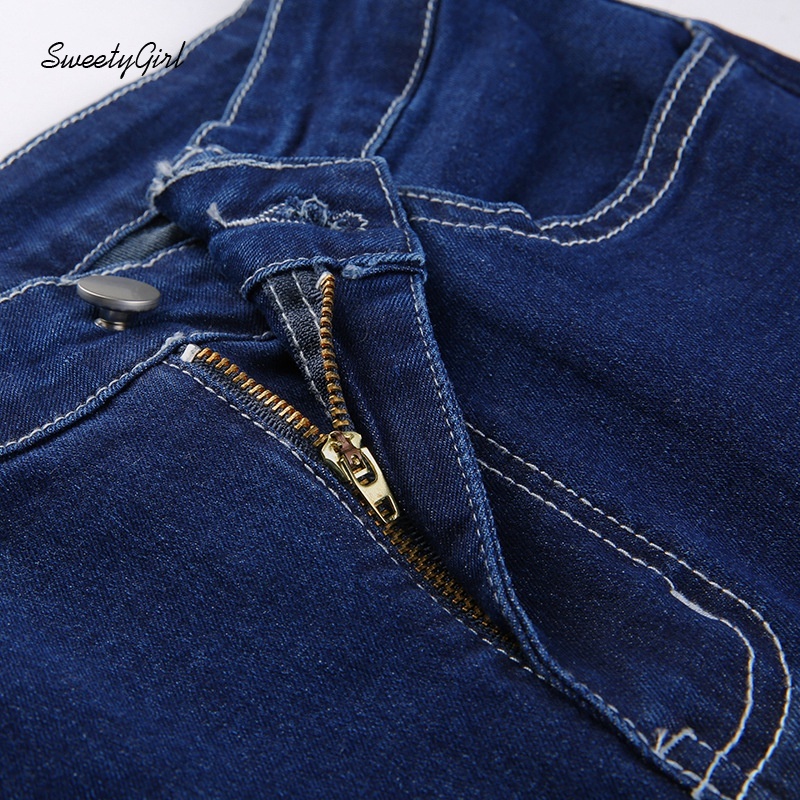 Quần Jeans Dài Ống Loe Lưng Cao Màu Trơn Thời Trang Cho Nữ