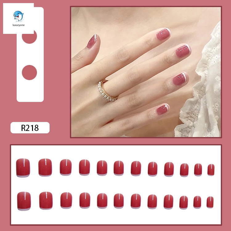 Set 24 móng tay giả trang trí nghệ thuật thời trang có keo dán