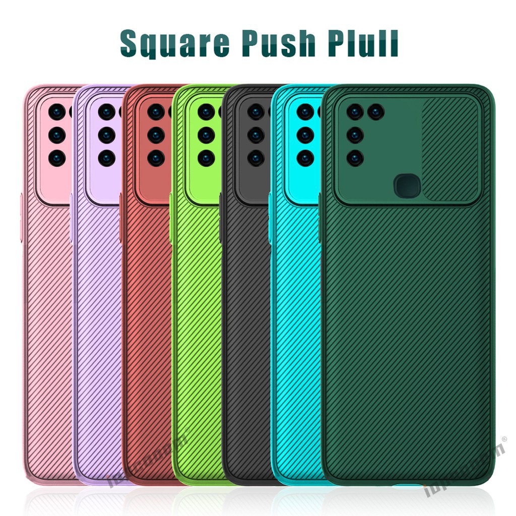 Ốp điện thoại silicon mềm hình vuông có nắp trượt bảo vệ camera cho OPPO Realme 5 5i 6i 7i 8 Pro 4G 5S C3 C17