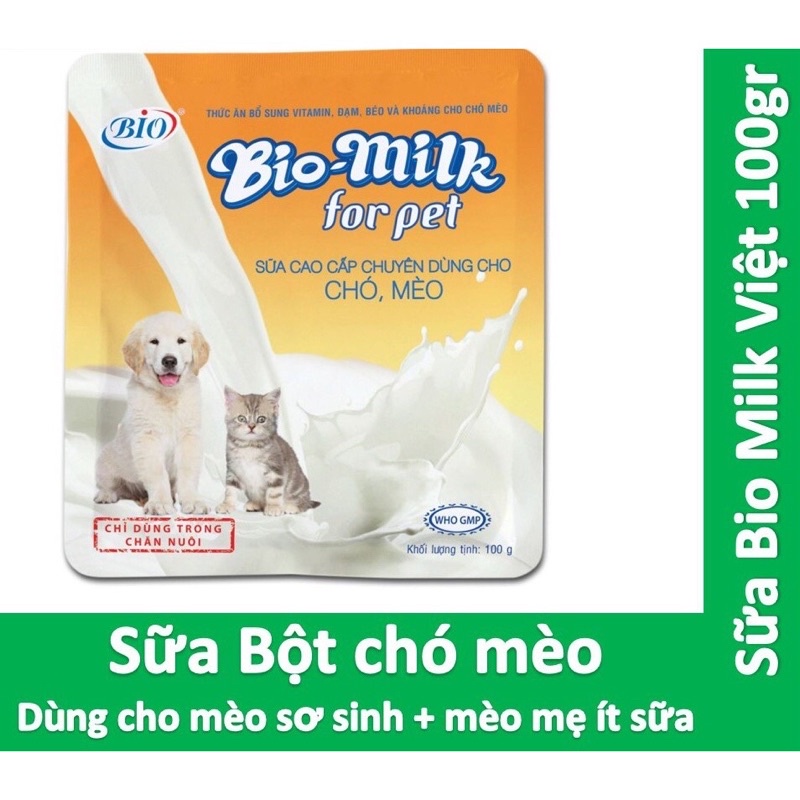 Sữa Bột Bio Milk For Pet Cao Cấp 100g- Sữa bột Chó Mèo - Sữa Cho Chó Mèo | Thơm Ngon - Bổ Dưỡnghop