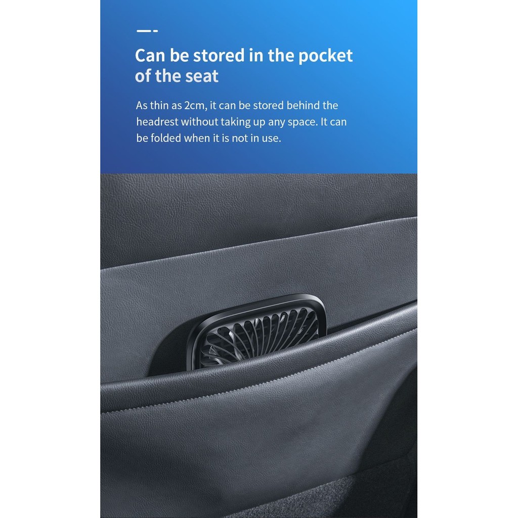 Quạt Làm Mát MINI Cao Cấp Không Ồn 3 Chế Độ Gắn Sau Ghế Ô Tô Xe Hơi Dùng Nguồn USB Baseus Foldable Backseat Fan