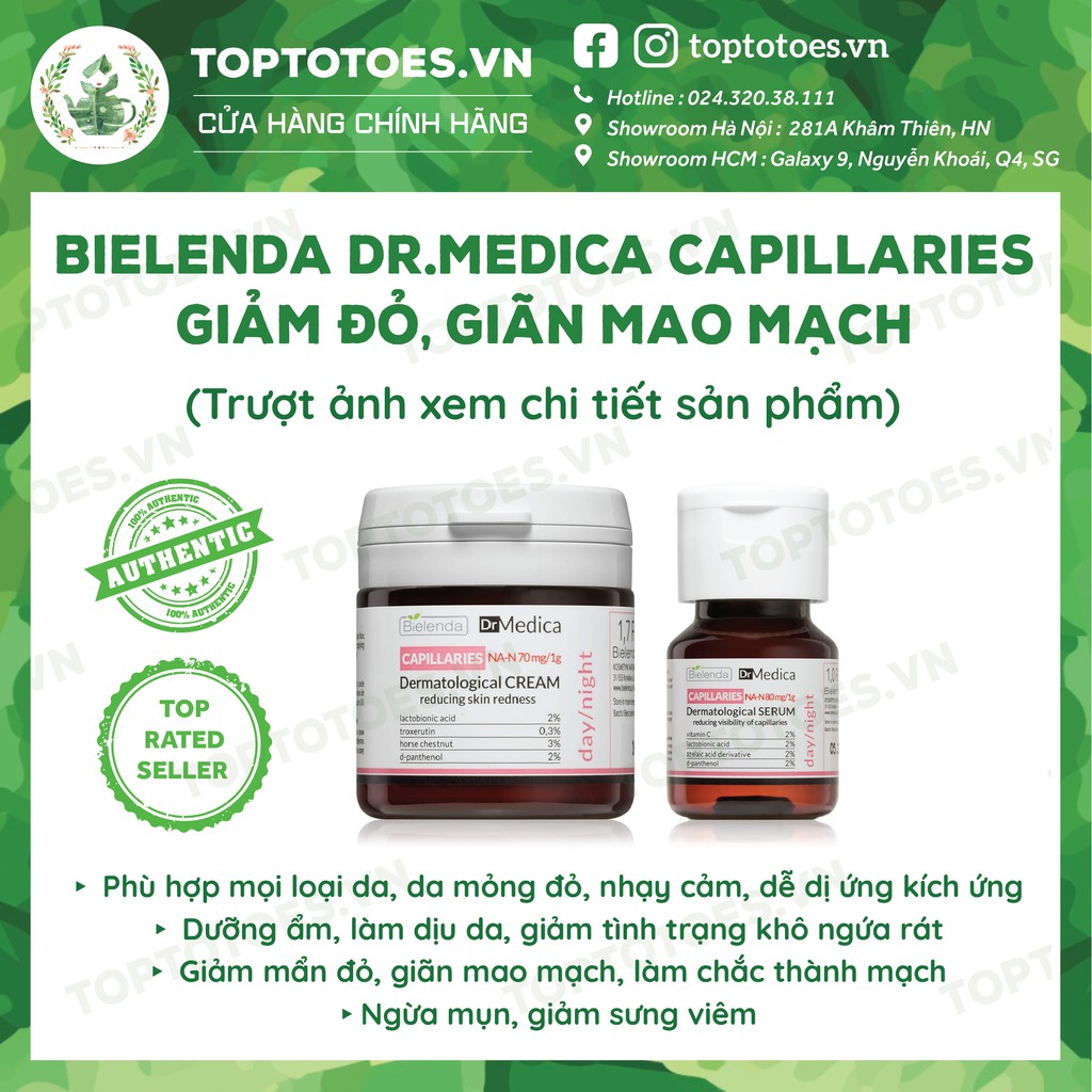 Serum &amp; Kem dưỡng Bielenda Dr Medica Capillaries giảm đỏ, giãn mao mạch