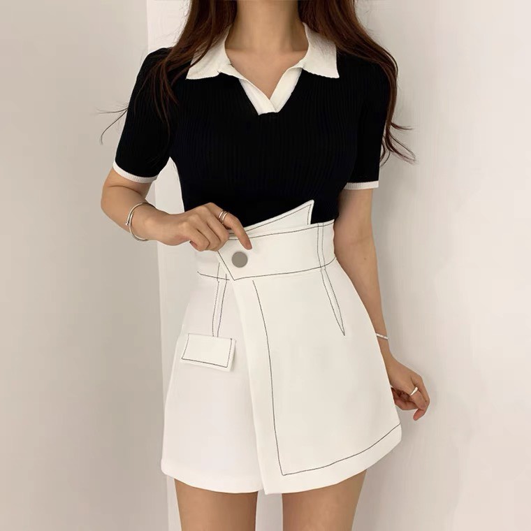 [SIÊU HOT] Quần Giả Chân Váy Chữ A Lệch Tà Cạp Cao Chỉ Nổi Xinh Xắn Hàn Quốc Ulzzang HIEKIE | BigBuy360 - bigbuy360.vn