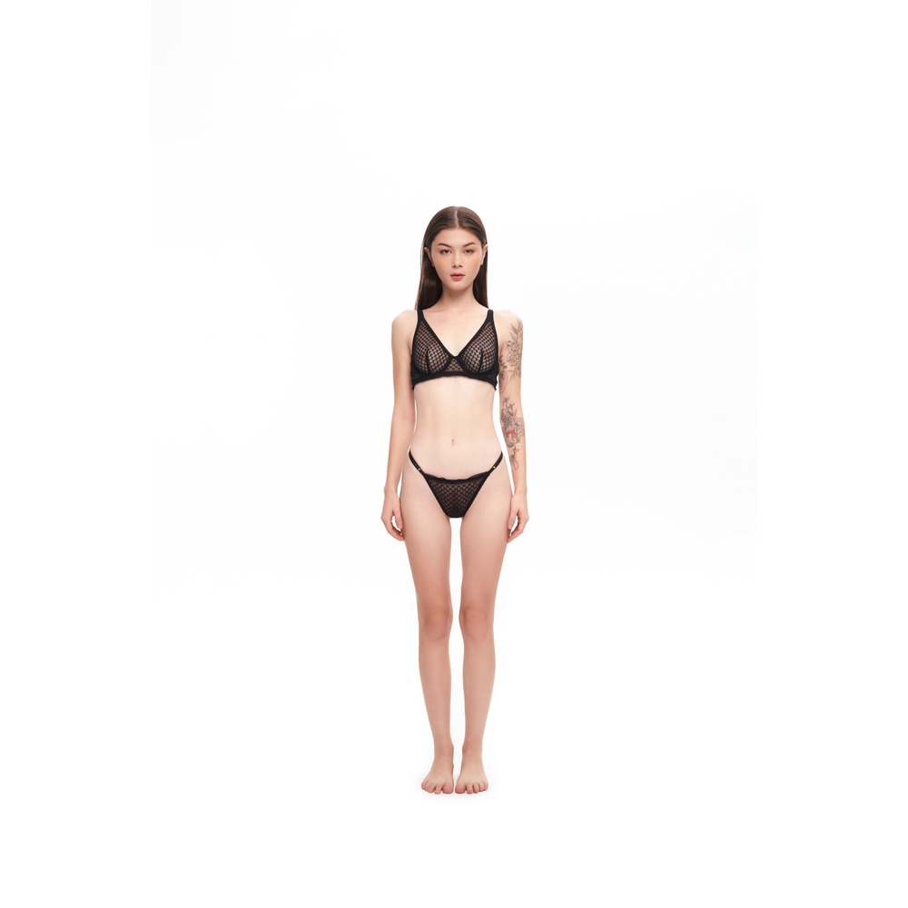 Áo lót ren dây mảnh màu đen, không mút không gọng, là min - BEEHIVE LACE BRA