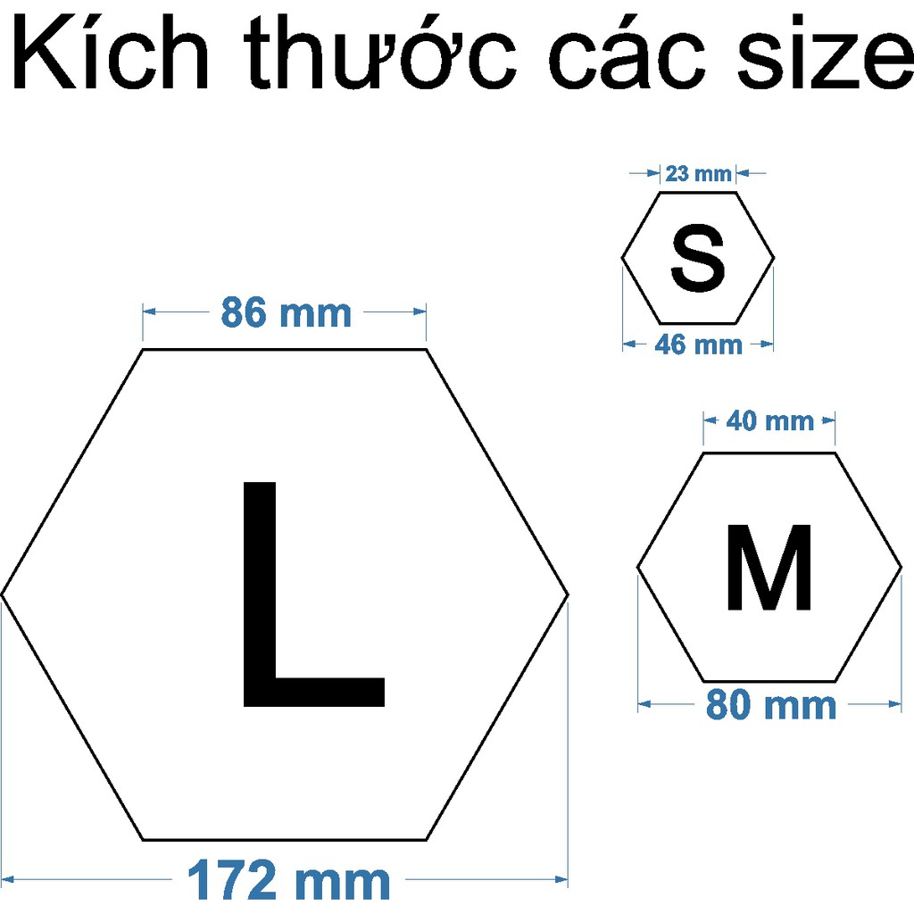 Set 12 miếng gương dán tường 3D trang trí hình lục giác