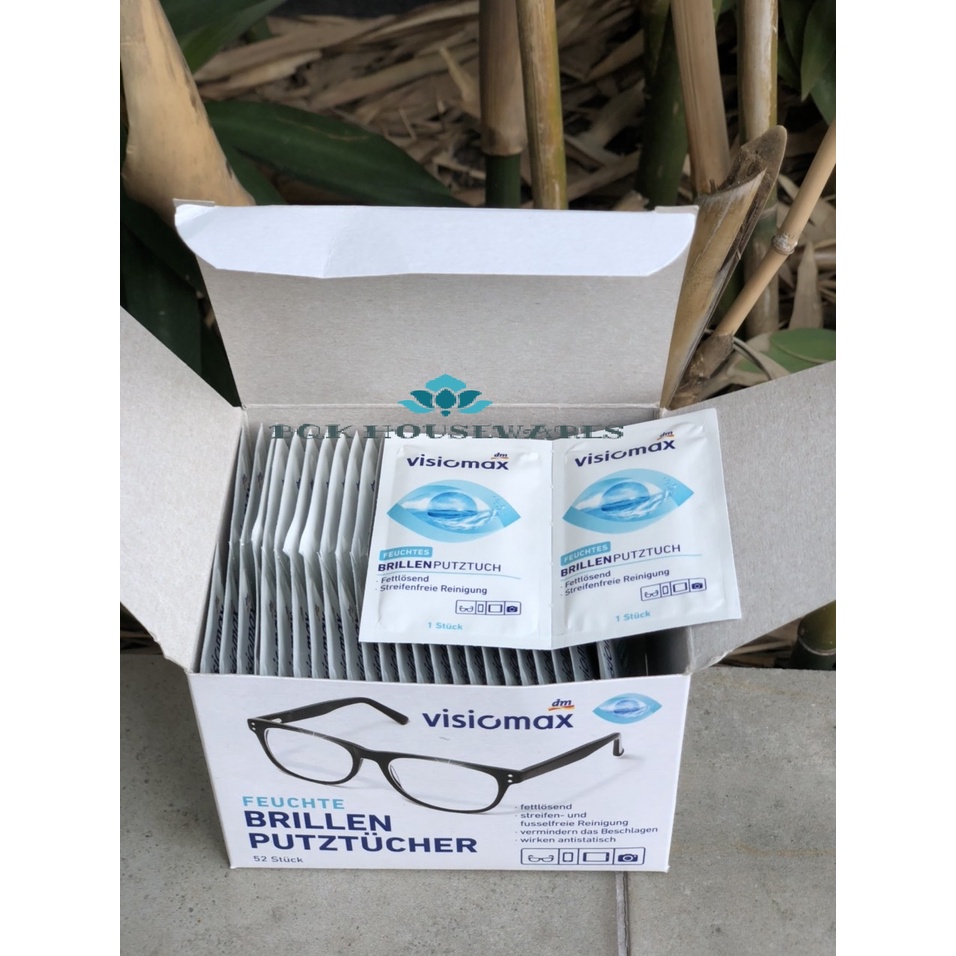 KHĂN GIẤY ƯỚT LAU KÍNH VISIOMAX ĐỨC, 52 miếng