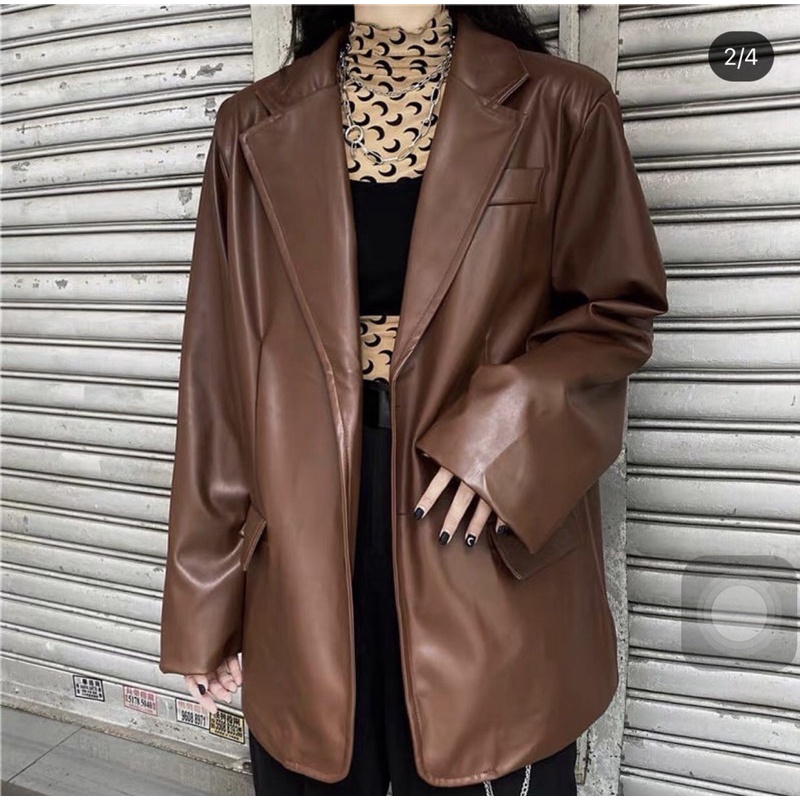 ÁO KHOÁC BLAZER VEST ĐEN + NÂU CHẤT DA LEATHER LOẠI CAO CẤP, HAI LỚP LÓT #D23